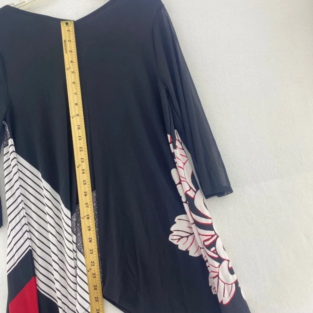 Chico's Travelers Collection 1 Asymmetrical Tunic‎ Floral Stripe Geo Print